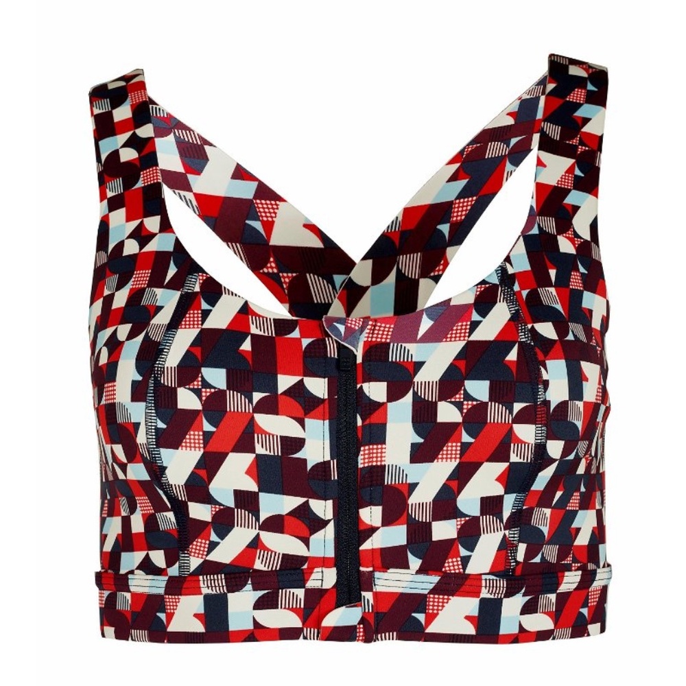 Sweaty Betty Circuit Geometric-Pattern Zip-Up Sports Bra Size Large